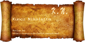 Kuncz Nikoletta névjegykártya